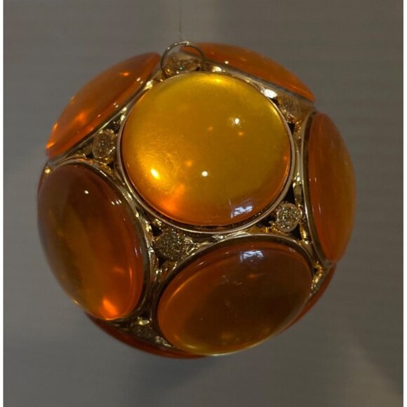 Set Of 4 Vintage Jeweled Glass Christmas Ornaments With Gold-Tone Accents - Gree - Picture 6 of 8